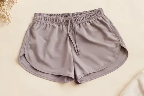 Short de sport femme Joma en polyester, présenté à plat avec taille élastique et ouverture latérale courbée.