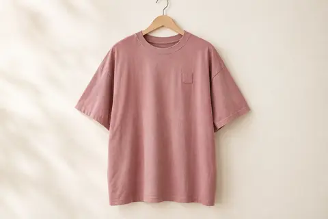 T-shirt femme en coton à coupe ample présenté sur un cintre devant un fond ivoire lumineux