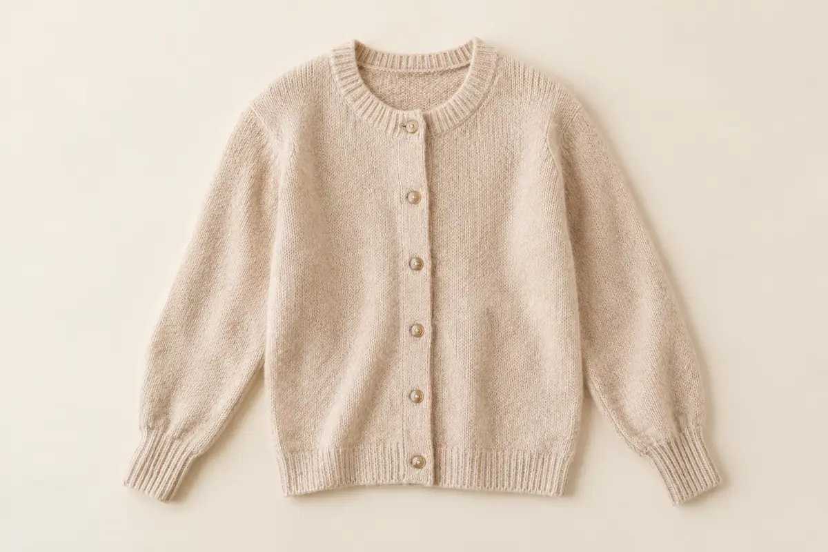Cardigan VERO MODA en maille, avec manches longues, patte de boutonnage et détails côtelés aux manches.