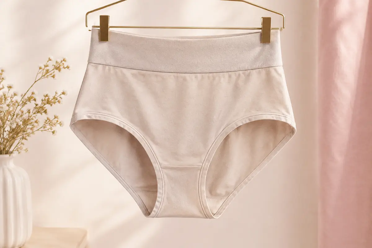 Culotte YouShow taille haute en coton avec ceinture large doublée, présentée seule sur fond clair