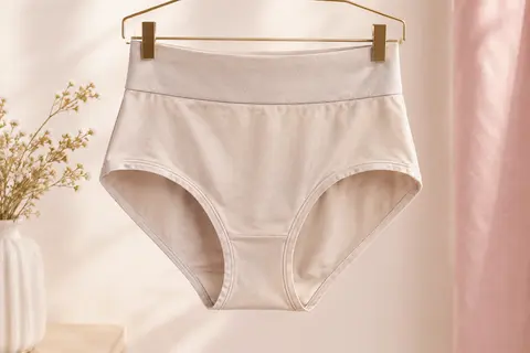 Culotte YouShow taille haute en coton avec ceinture large doublée, présentée seule sur fond clair