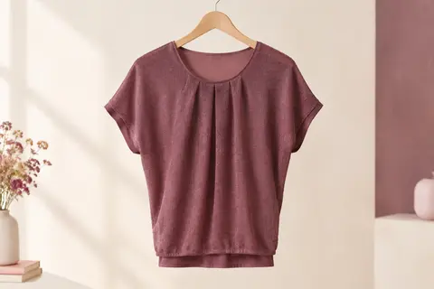 Haut femme Zeagoo à col rond, manches dolman et maille extérieure à deux couches
